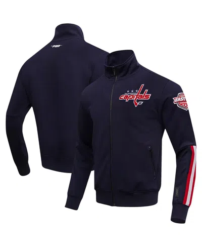Pro Standard Men's Navy Washington Capitals Classic Chenille Full-zip Track Jacket In Blue