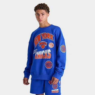 Pro Standard Men's New York Knicks Nba Turn It Up Fleece Crewneck Sweatshirt In Royal Blue