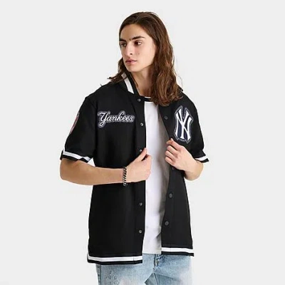 Pro Standard Men's New York Yankees Mlb Diy Pick Stitch Short Sleeve Jacket In Black