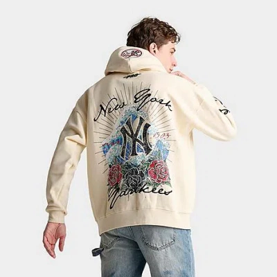 Pro Standard Men's New York Yankees Mlb Wave And Roses Graphic Pullover Hoodie In Neutral