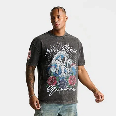 Pro Standard Men's New York Yankees Mlb Wave And Roses Graphic T-shirt In Black