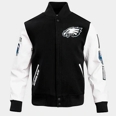 Pro Standard Men's Philadelphia Eagles Nfl Classic Rib Wool Varsity Jacket In Black