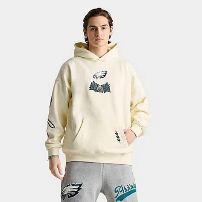 Pro Standard Men's Philadelphia Eagles Nfl Fire And Roses Drop Shoulder Pullover Hoodie In Yellow