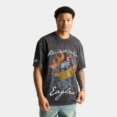 Pro Standard Men's Philadelphia Eagles Nfl Fire And Roses Graphic T-shirt In Gray