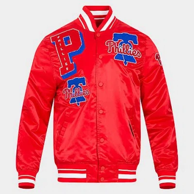 Pro Standard Men's Philadelphia Phillies Mlb Mashup Rib Satin Jacket In Red