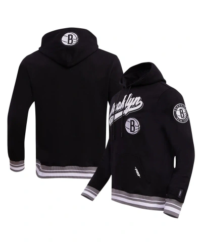 Pro Standard Men's  Black Brooklyn Nets Script Tail Pullover Hoodie