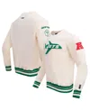 PRO STANDARD MEN'S PRO STANDARD CREAM NEW YORK JETS RETRO CLASSICS FLEECE PULLOVER SWEATSHIRT