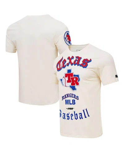 Pro Standard Men's  Cream Texas Rangers Cooperstown Collection Old English T-shirt