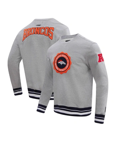 Pro Standard Men's  Heather Gray Denver Broncos Crest Emblem Pullover Sweatshirt