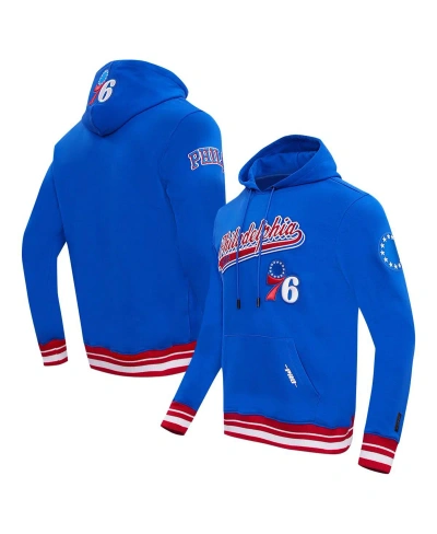 Pro Standard Men's  Royal Philadelphia 76ers Script Tail Pullover Hoodie