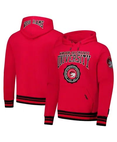 Pro Standard Men's Red Winston-salem State Rams Crest Pullover Hoodie In Multi
