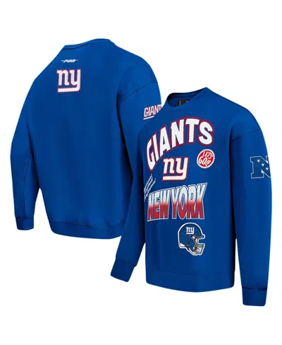 Pro Standard Men's Royal New York Giants Turn It Up Drop Shoulder Pullover Sweatshirt In Blue