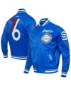 Pro Standard Men's Royal Philadelphia 76ers 2024/25 City Edition Chenille Satin Full-snap Jacket In Multi
