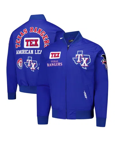 Pro Standard Men's Royal Texas Rangers Area Code Twill Full-zip Jacket In Blue