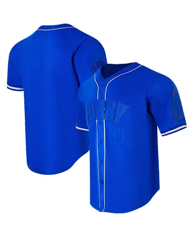 Pro Standard Men's Stephen Curry Royal Golden State Warriors Triple Tonal Mesh Button-up Top