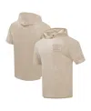 Pro Standard Men's Tan New York Giants Neutrals Capsule Short Sleeve Pullover Hoodie In Neutral