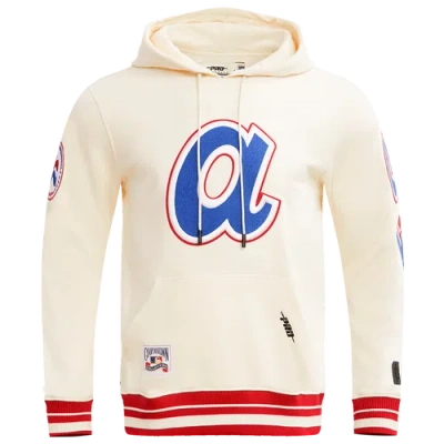 Pro Standard Mens Atlanta Braves Atlanta Braves Retro Classic Fleece Po Hoodie In White