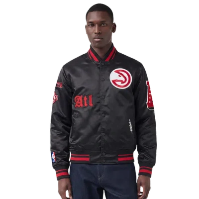 Pro Standard Mens Atlanta Hawks Old English Rib Satin Jacket In Red/black/black