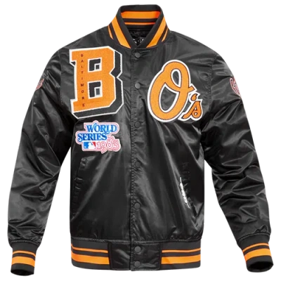 Pro Standard Mens Baltimore Orioles Baltimore Orioles Mash Up Rib Satin Jacket In Black