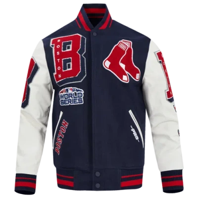 Pro Standard Mens Boston Red Sox Boston Red Sox Mash Up Rib Wool Varsity Jacket In Blue
