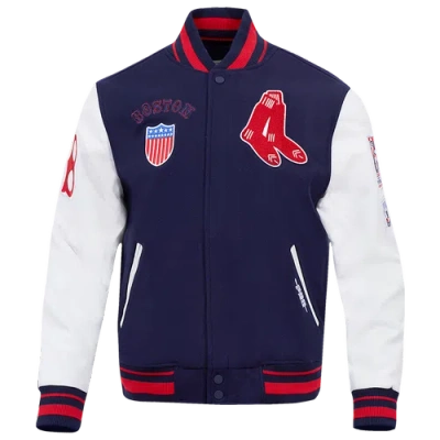 Pro Standard Mens Boston Red Sox Retro Classic Wool Varsity Jacket In Midnight Navy/midnight Navy/red