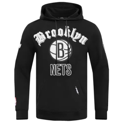 Pro Standard Mens Brooklyn Nets  Nets Old English Flc Po Hoodie In Black