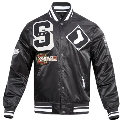 Pro Standard Mens Chicago White Sox Mash Up Rib Satin Jacket In Black/gray