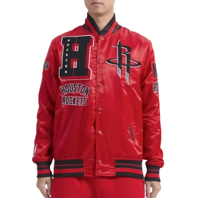 Pro Standard Mens Houston Rockets Mash Up M Rib Satin Jacket In Red/black