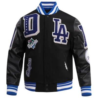 Pro Standard Mens Los Angeles Dodgers Mash Up Wool Varsity Jacket In Black/dodger Blue