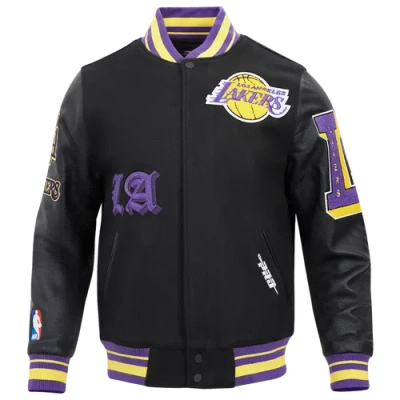 Pro Standard Mens Los Angeles Lakers Los Angeles Lakers Old English Wool Varsity Jckt In Black