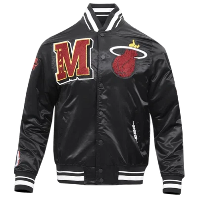 Pro Standard Mens Miami Heat Mash Up Rib Satin Jacket In Black
