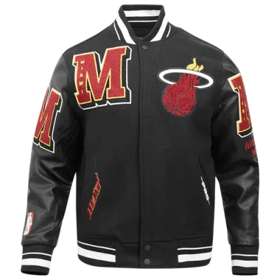 Pro Standard Mens Miami Heat Miami Heat Mash Up Rib Wool Varsity Jacket In Black