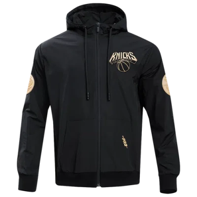 Pro Standard Mens New York Knicks  Knicks B&g Full-zip Woven Hoodie In Black/gold