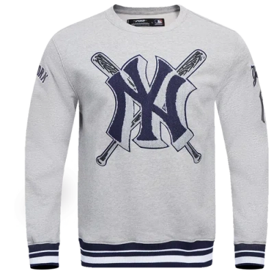 Pro Standard Mens New York Yankees New York Yankees Mash Up Rib Fleece Crewneck In Gray