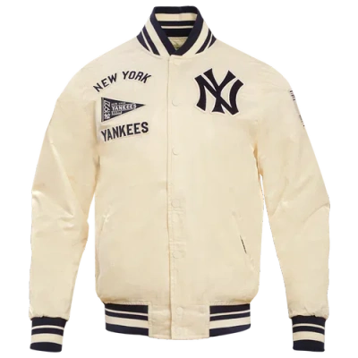Pro Standard Mens New York Yankees New York Yankees Retro Classic Rib Satin Jacket In Neutral