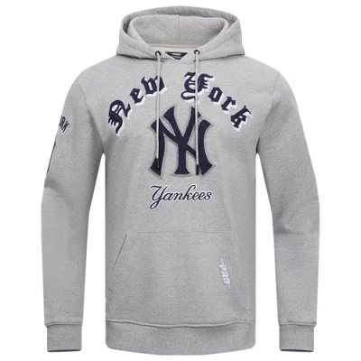 Pro Standard Mens  Yankees Old English Flc Po Hoodie In Heather Grey