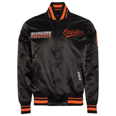 Pro Standard Mens  Baltimore Orioles Turn It Up M Rib Satin Jacket In Black/orange