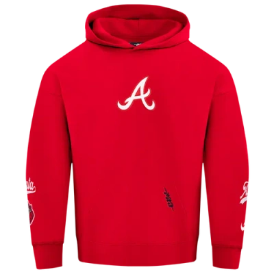 Pro Standard Mens  Braves Living Large Drop Shoulder Po Hoodie In Red
