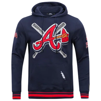 Pro Standard Mens  Braves Mash Up Rib Flc Po Hoodie In Blue