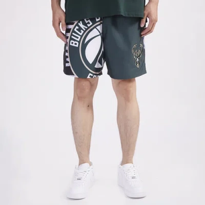 Pro Standard Mens  Bucks Split Mash Up Logo Woven Shorts In Gold/white/green