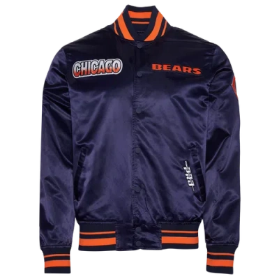 Pro Standard Mens  Chicago Bears Turn It Up M Rib Satin Jacket In Orange/navy