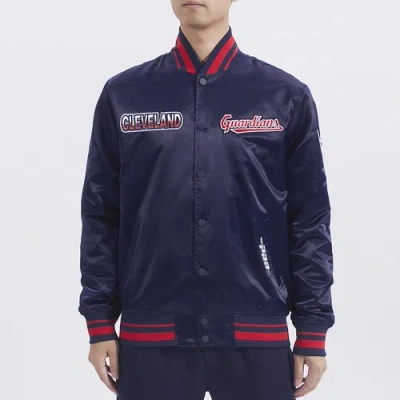 Pro Standard Mens  Clev. Guardians Turn It Up M Rib Satin Jacket In Navy/red