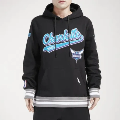 Pro Standard Mens  Hornets Script Fleece P/o Hoodie In Black/teal