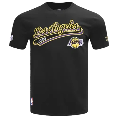 Pro Standard Mens  Lakers Script Tail Sj Tee In Black