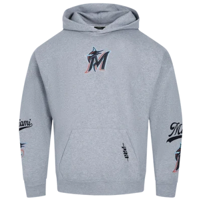 Pro Standard Mens  Marlins Living Large Drop Shoulder Po Hoodie In Gray