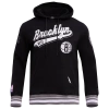 Pro Standard Men's  Black Brooklyn Nets Script Tail Pullover Hoodie In Black
