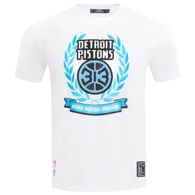 Pro Standard Mens  Pistons Blue Crest T-shirt In White/carolina
