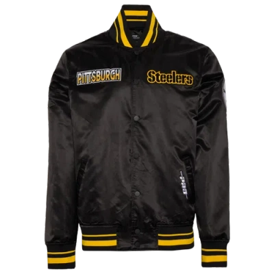 Pro Standard Mens  Pitt. Steelers Turn It Up M Rib Satin Jacket In Black/yellow