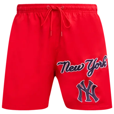 Pro Standard Mens  Yankees Neutral Script Tc Woven Shorts In Red/red