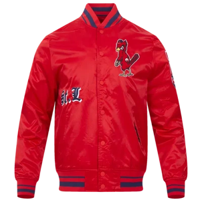 Pro Standard Mens St. Louis Cardinals Old English Rib Satin Jacket In Red/midnight Navy/red